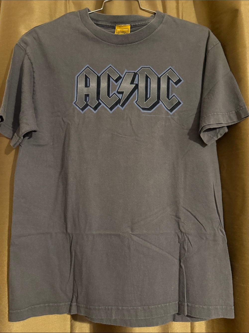 Vintage Y2K AC/DC Short Sleeve Logo Tee in Charcoal and Blue Accent